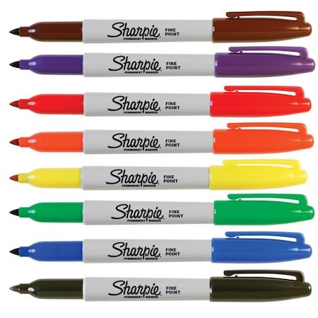 Sharpe Manufacturing Sharpie 002133 Non-Toxic Waterproof Permanent Marker; Fine Tip; Assorted Color; Pack - 8 2133